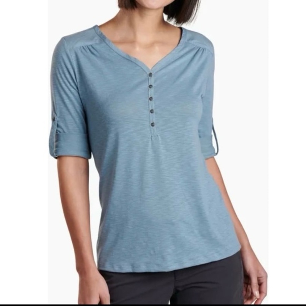 Kuhl Shasta 3/4 Henley Stonewash Hiking Top Size Small